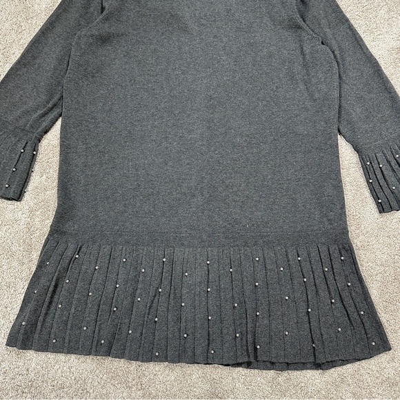 NWT Chico’s Cardigan Sweater Faux Pleat Pearl Embellished Heather Gray 3/US XL - Picture 10 of 15